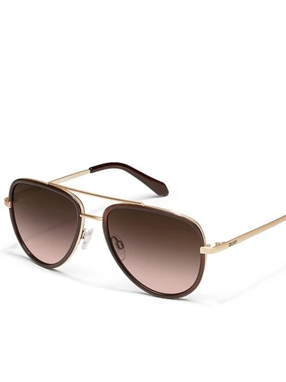 Quay Australia Gold Frame Brown Gradient Aviator Sunglasses